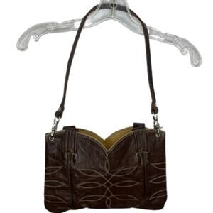 Leather DIY Dark Brown Nocona Western Boot Shoulder Bag